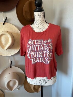 Rock & Roll Cowgirl Red Short Sleeve 'Steel Guitars & Country Bars' Tee